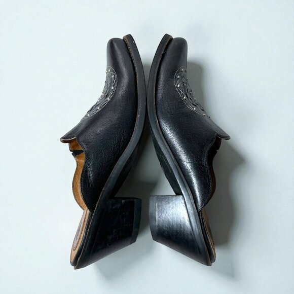 Ariat Mules Women Size 6.5 B Black Leather Studded Medallion Western Slip On - Picture 9 of 13